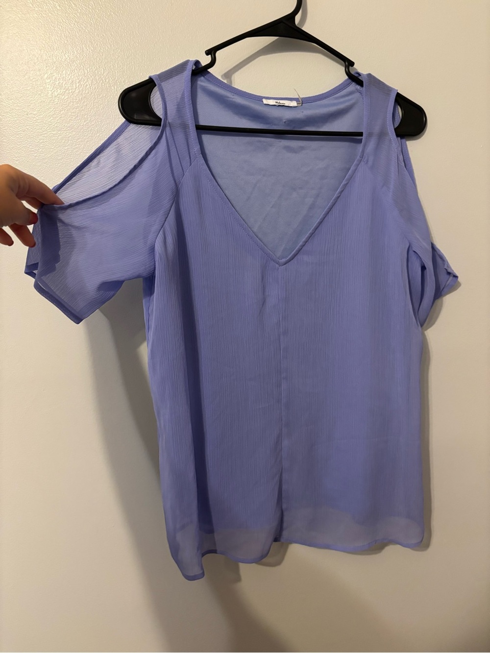 Milano Lavender Cold-Shoulder V-Neck Blouse